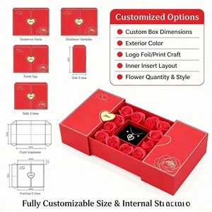 Lussuosa Scatola Regalo per Gioielli Personalizzata Rossa a Doppia Porta con Chiusura Magnetica a Cuore per San Valentino Mercato USA - Product Image 3
