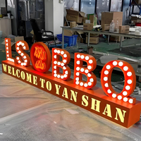 Ensemble de lettres lumineuses LED en fer pour événements avec transformateur, pour publicité et décoration, style ampoule rétro, affichage LOVE