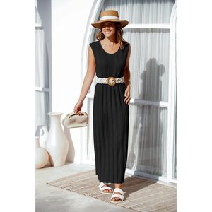 Robe longue d'été personnalisée pour femme, sans manches, col rond, en maille côtelée, coupe ample, style pull de maternité, en tissu respirant - Product Image 4