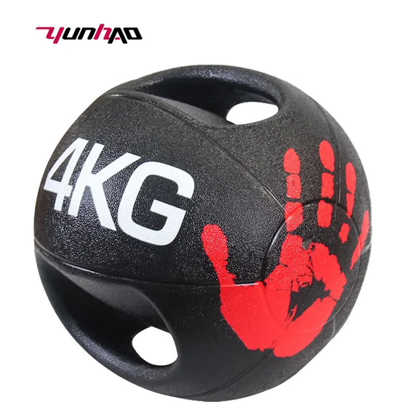 Pelota de goma para entrenamiento de fuerza en el gimnasio, accesorio de entrenamiento de equilibrio de 3-12 KG, 6-22 LB, doble Mango, venta al por mayor de fábrica