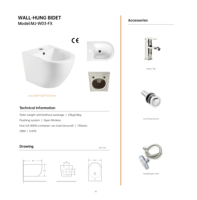 Série W03 – Ensemble WC suspendu moderne en céramique blanche avec bidet intégré et double chasse d'eau pour femmes