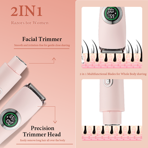 <span class=keywords><strong>Rasoir</strong></span> électrique double pour femmes, rechargeable par USB, étanche IPX7, pour bikini, <span class=keywords><strong>visage</strong></span>, sourcils, aisselles et jambes - Product Image 3