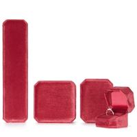 EVERWIN Nouvelle boîte à bijoux octogonale vintage rouge luxueuse en velours et daim avec logo personnalisé et fermeture à boucle pour collier et pendentif