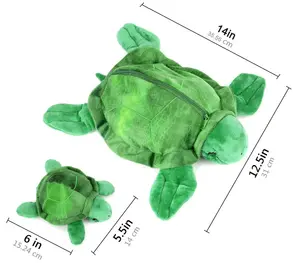 Peluche tartaruga marina con neonati OEM/ODM mamma tartaruga peluche con tasca con cerniera regalo bambola di peluche di alta qualità per bambini