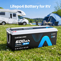 Batería de LiFePO4 de 12V 600Ah con BMS Inteligente de 300A y Bluetooth, Batería de 12.8V 300Ah para Autocaravana, Furgoneta Camper, Almacenamiento de Energía, Fuera de la Red