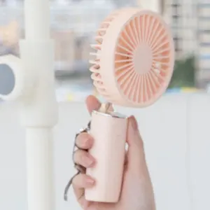 Rechargeable Mini Handheld and Desktop Fan - Tiny Electric Pedestal Fan in Pink for Baby and Personal Use
