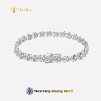Bracelet élégant en argent sterling 925 plaqué or 18 carats avec feuilles florales scintillantes en moissanite, bijou pour femme, cadeau