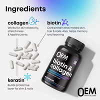 Complément alimentaire pour la croissance des cheveux, marque propre d'OEM, avancé, deux-en-un, capsules d'hormones biologiques avec biotine pour adultes
