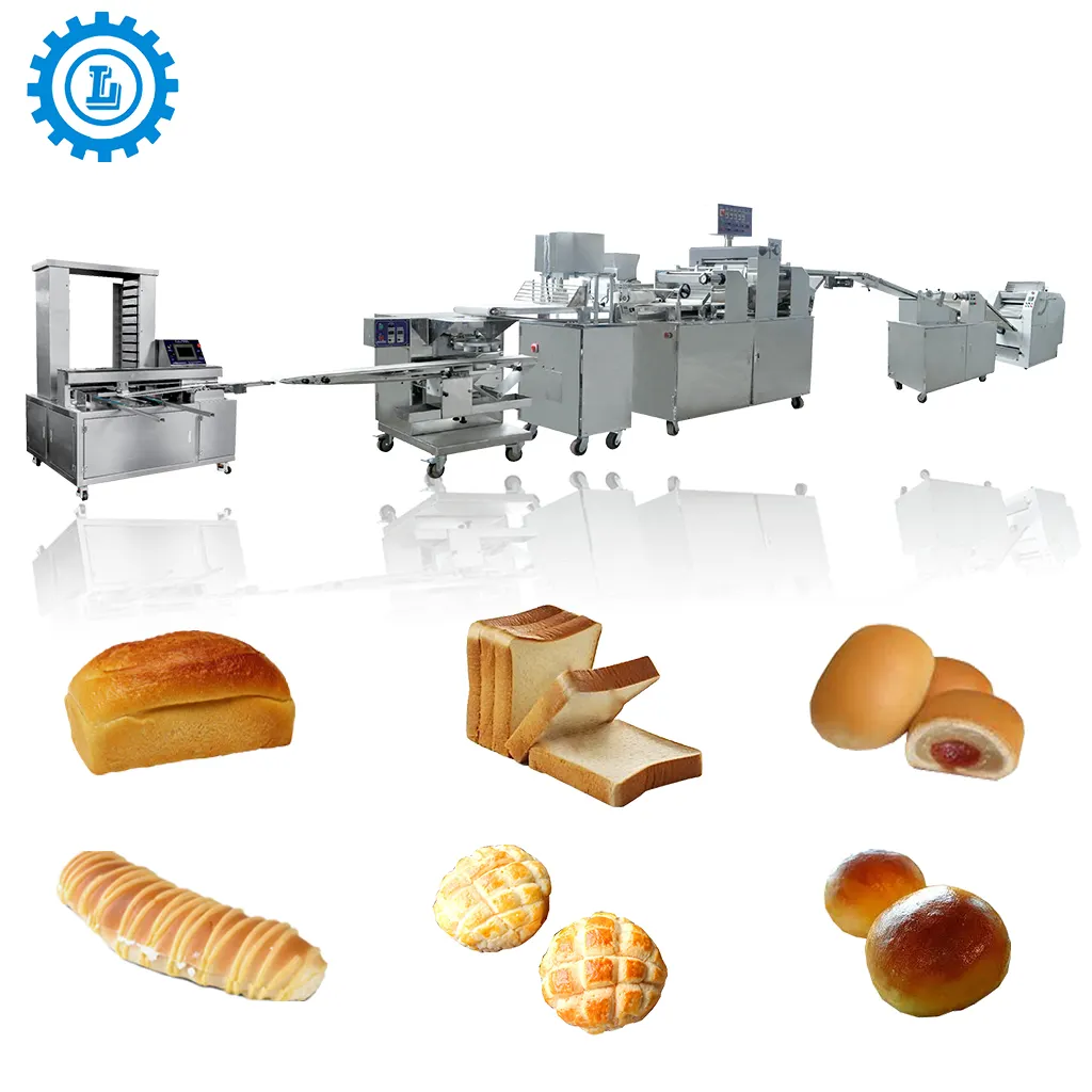 Línea de producción de pan dulce, fabricante de equipo de máquina de panadería de llenado automático