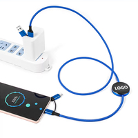 Nouveaux produits tendances 2026 : Câble de charge rapide USB-C vers USB-C 4-en-1 avec logo LED lumineux, tressé en nylon, le plus vendu