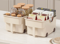 Boîte de rangement de cuisine moderne en plastique PP écologique, multifonctionnelle avec poignée et roulettes, bac coulissant pour garde-manger, vaisselle et assaisonnements
