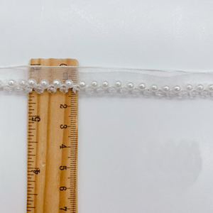 Toptan Polyester el yapımı beyaz inci boncuklu dantel dikmek gelin elbise için kuşak kemer şerit Trim - Product Image 3