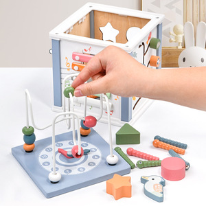 Elisyia New Arrival Multi-Functional Wooden <strong>Busy</strong> <strong>Box</strong> Sorting Game Educational Montessori Bead <strong>Busy</strong> Cube Toy 3-6 Months Kids' - Product Image 2