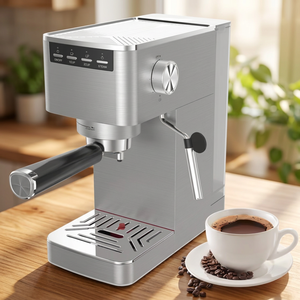 Cafetera Espresso Semiautomática de Acero Inoxidable, 15 Bares de Presión, 1100W, Eléctrica, para el Hogar, Capacidad para 2 Tazas - Product Image 1