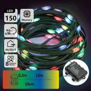 Ghirlanda di luci LED a batteria 3AA, 15 m, PVC e rame, RGBY - ideale per decorare feste, interni ed esterni. - Product Image 1