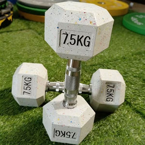 Ensemble d'haltères de musculation personnalisés de haute qualité, 25 kg, haltères ronds en caoutchouc blanc pour salle de sport commerciale et à domicile - Product Image 4