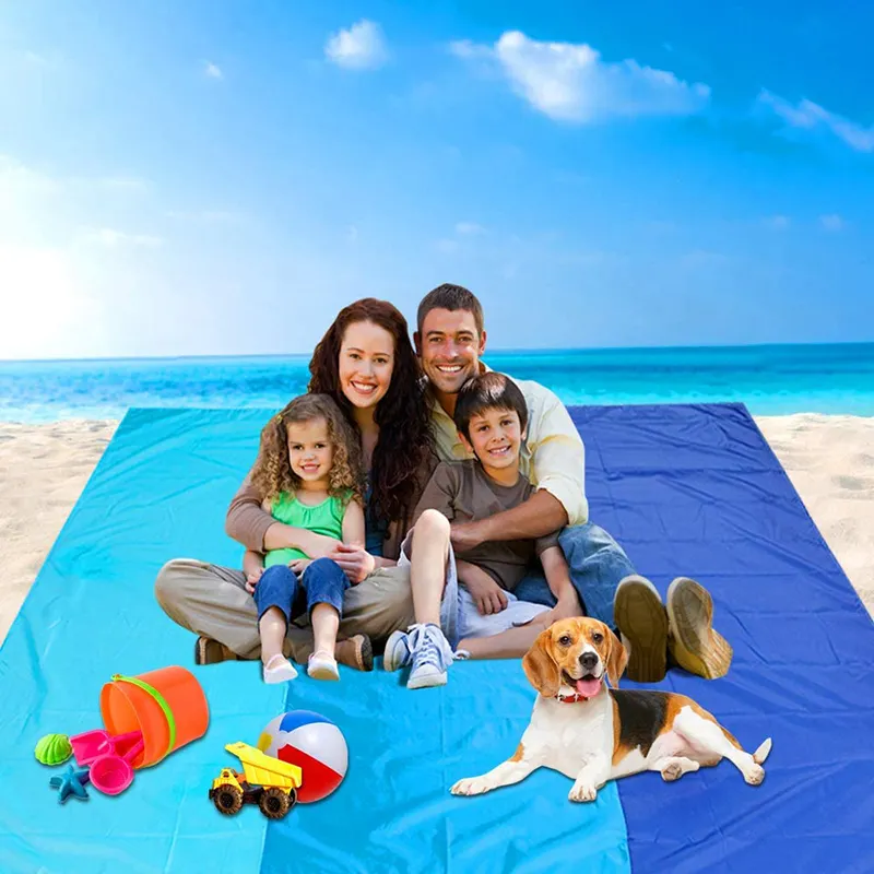 OBSHORSE Outdoor Sand proof Waterproof Portable Beach Mat Foldable Sand Free Camping Picnic Beach Blanket