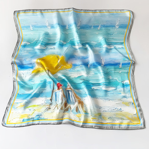 Écharpe en soie Vintage d'été pour femmes nouvelle mode 53x53cm petit châle carré en soie - Product Image 4