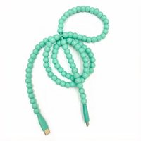 Câble de données pour voiture à charge rapide de type C avec perles bleu turquoise USB/Connecteurs