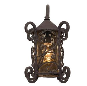 Applique murale extérieure <span class=keywords><strong>en</strong></span> bois massif de 13 1/<span class=keywords><strong>4</strong></span> pouces, luminaire style rustique, bois massif, extension <span class=keywords><strong>en</strong></span> noyer noir, verre martelé de Champagne, pour maison extérieure, porche - Product Image 2