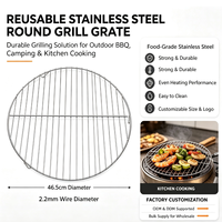 Grille de barbecue ronde en acier inoxydable robuste DaS avec trépied pour cuisson au charbon de bois en plein air, camping, pique-nique