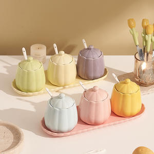 Juego de tarros de cerámica para condimentos Cream Ins Wind, diseño elegante, tarro para condimentos de tres colores, suministros de cocina, salero, venta al por mayor - Product Image 2
