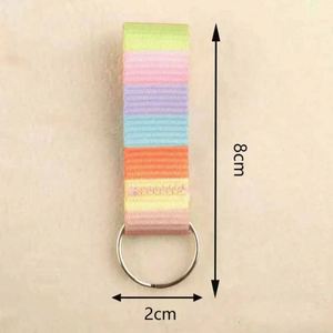 South Korean Macaron Color <b>Polyester</b> Carabiner Keychain with <b>Lanyard</b> Safe Durable Holder for Students - Product Image 6