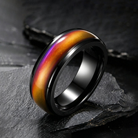 Bague d'humeur thermochromique en acier inoxydable noir personnalisée JLM Wholesale, bague changeante de couleur selon les émotions, bijoux de mode