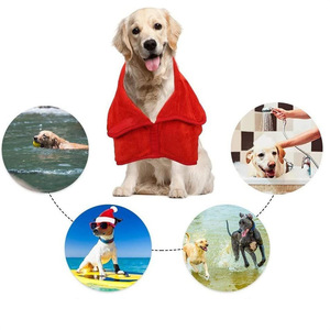 Dog <b>Bathrobe</b> Microfiber Super Absorbent Soft <b>Towel</b> For Pet Drying S M L XL Red Purple - Product Image 5