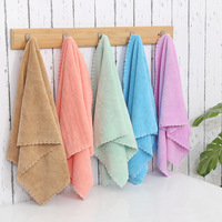 Serviette carrée en velours corail, douce et absorbante, en microfibre, pour le nettoyage de la salle de bain