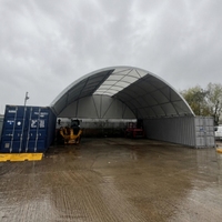 Tenda ad Arco per Container con Pannelli Trasparenti, Struttura in Acciaio PVC, Riparo per Stoccaggio Montato su Container Marittimo