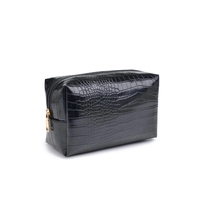 BSCI-Fabrik OEM Modische Hochwertige Schwarze Reise-Kosmetiktasche Luxuriöse Premium Krokodil-PU-Leder Make-up-Tasche