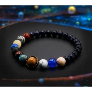 Galaxy Cosmique Huit Planètes Bracelet Plaqué Or Pierre Volcanique Perles Style Religieux Voie Lactée Étoile Bracelet pour Couples - Product Image 4