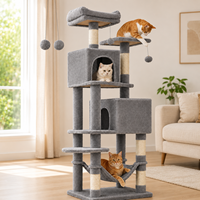 Arbre à chat double niveau en peluche, très populaire