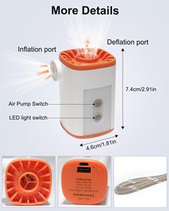 Mini pompe à air portable rechargeable, batterie externe 4,8 kPa, gonfleur électrique compact, batterie 4000 mAh, adaptateur de valve pour matelas de camping gonflables - Product Image 2