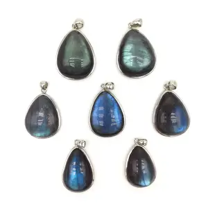 손으로 새겨진 무료 양식 모양 블루 라이트 자연 Labradorite 보석 보석 펜던트 DIY 액세서리 목걸이