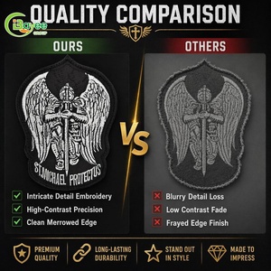 Eco-Friendly Canvas Fabric Sequins Embroidered Patch Tactical Badge Hook and Loop Patches - Product Image 2
