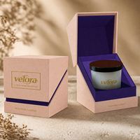 Pot à bougie en verre de luxe vide personnalisé avec couvercle, coffret cadeau robuste avec boîte rigide, doublure en éponge gaufrée mate laminée de luxe
