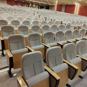 2024 High Quality Folding Fabric Auditorium Chair University Lecture Hall Armchair VIP Theater Seat Wood Seating
