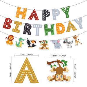 Safari animali <span class=keywords><strong>buon</strong></span> <span class=keywords><strong>compleanno</strong></span> Banner giungla tema <span class=keywords><strong>compleanno</strong></span> forniture Safari Baby Shower decorazioni