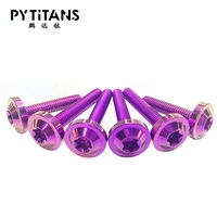Set Baut Titanium PYTITANS Custom Gr5 M8, M6, M5, M10, Baut Titanium Hexagon Torx Flange Head Screws Gr5 M3 untuk Sepeda Motor dan Sepeda
