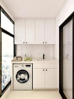 Ensemble moderne de lavabo et armoire de rangement en bois pour buanderie, écologique et durable, pour machines à laver élégantes