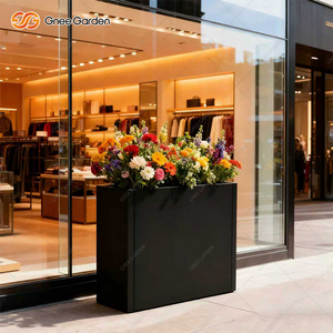 Pot de fleur en acier galvanisé noir élégant jardinière extérieure motif carré Style américain écologique maison jardin porche centre commercial - Product Image 1