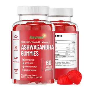 Suplemen Ashwagandha Gummy Organik Bubuk Ekstrak Akar KSM-66 Ashwagandha Gummies untuk Tidur Mengurangi Stres Penguat Kekebalan Tubuh