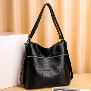 Sac fourre-tout vintage en cuir PU pour femme, sac à main rétro tendance, sac à bandoulière décontracté pour voyage - Product Image 2