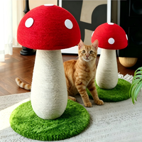 Tour griffoir pour chat en forme de champignon mignon, avec corde en sisal naturel, poteau d'escalade et perchoir, base stable, pour chatons et chats adultes d'intérieur