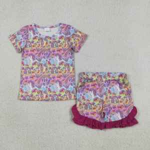 Conjunto de Ropa de 2 Piezas para Niñas, Camiseta y Pantalones Cortos con Estampado de Flores Casuales de la Boutique RTS, 95% Algodón, 5% Elastano, para Primavera y Otoño - Product Image 4