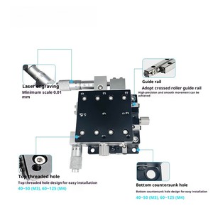 Plateforme de déplacement axe X/Y, réglage manuel fin, glissière transversale mobile LY40/50/60/80/90/<span class=keywords><strong>125</strong></span> - Product Image 3