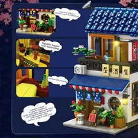 Reobrix 66502, 1130 Piezas, Modelo de Izakaya de Estilo Japonés con Luces, Ladrillos Decorativos para Escritorio, Juguetes de Construcción DIY para Niños
