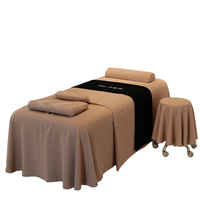 Parure de lit de luxe kaki quatre pièces avec jupe de lit, ensemble de literie pour salon, ensemble de draps pour table de massage